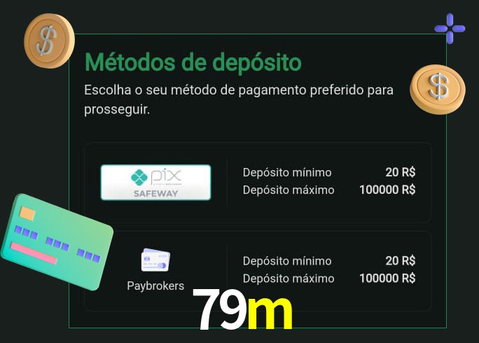O cassino 79m oferece uma grande variedade de métodos de pagamento